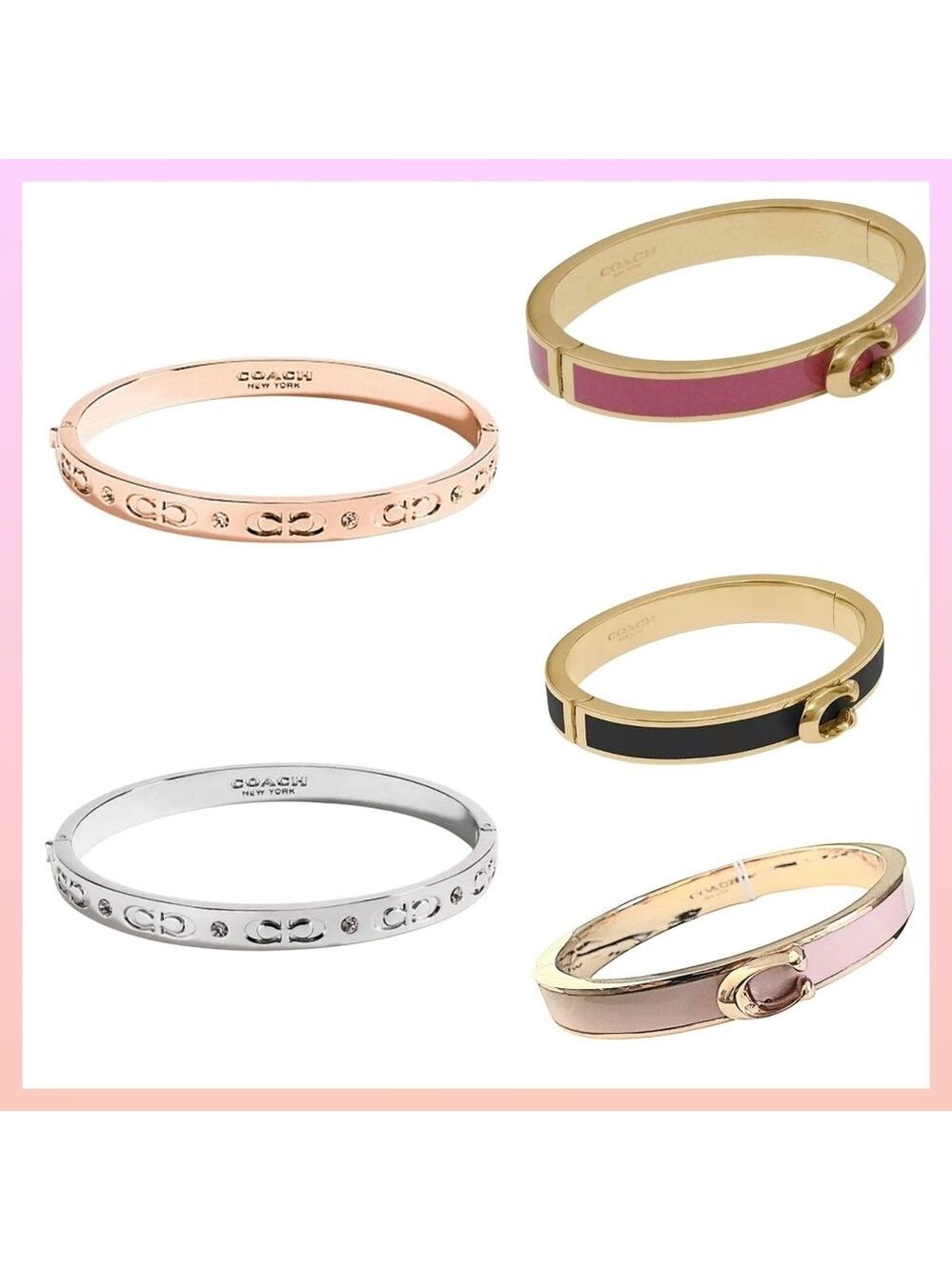 Coach Hinged Bangle Bracelet Rose Gold Silver Gold - Picture 1 of 7